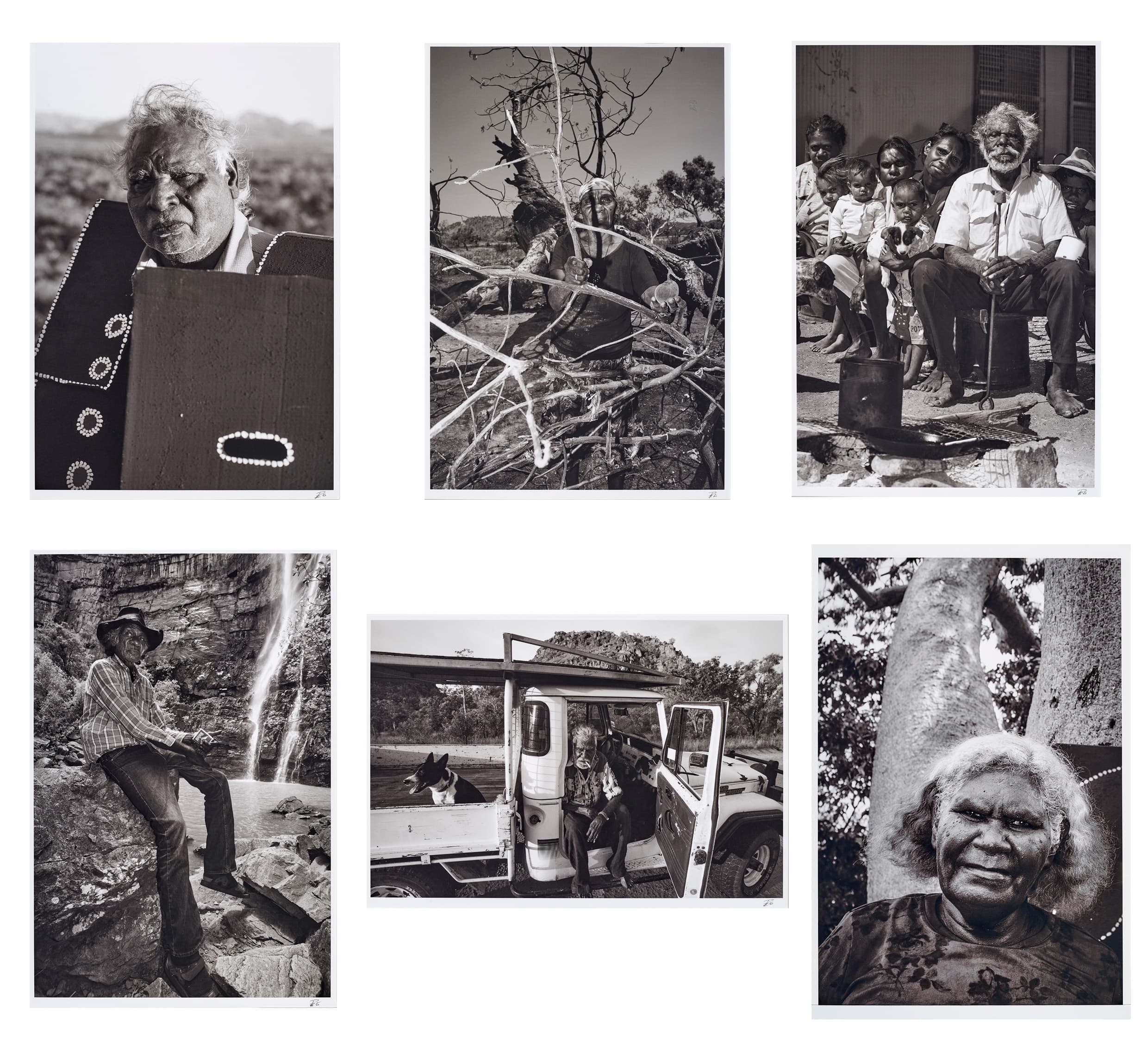 FREDDIE TIMMS – NED KELLY, 2005 PEGGY PATRICK – MISTAKE CREEK MASSACRE SITE, 2005 RAMMEY RAMSEY WITH BRANDING IRON AND FAMILY, 2005 RUSTY PETERS – BLACK ROCK POOL, 2005 PADDY BEDFORD AND BLAYDE, 2005 PHYLLIS THOMAS