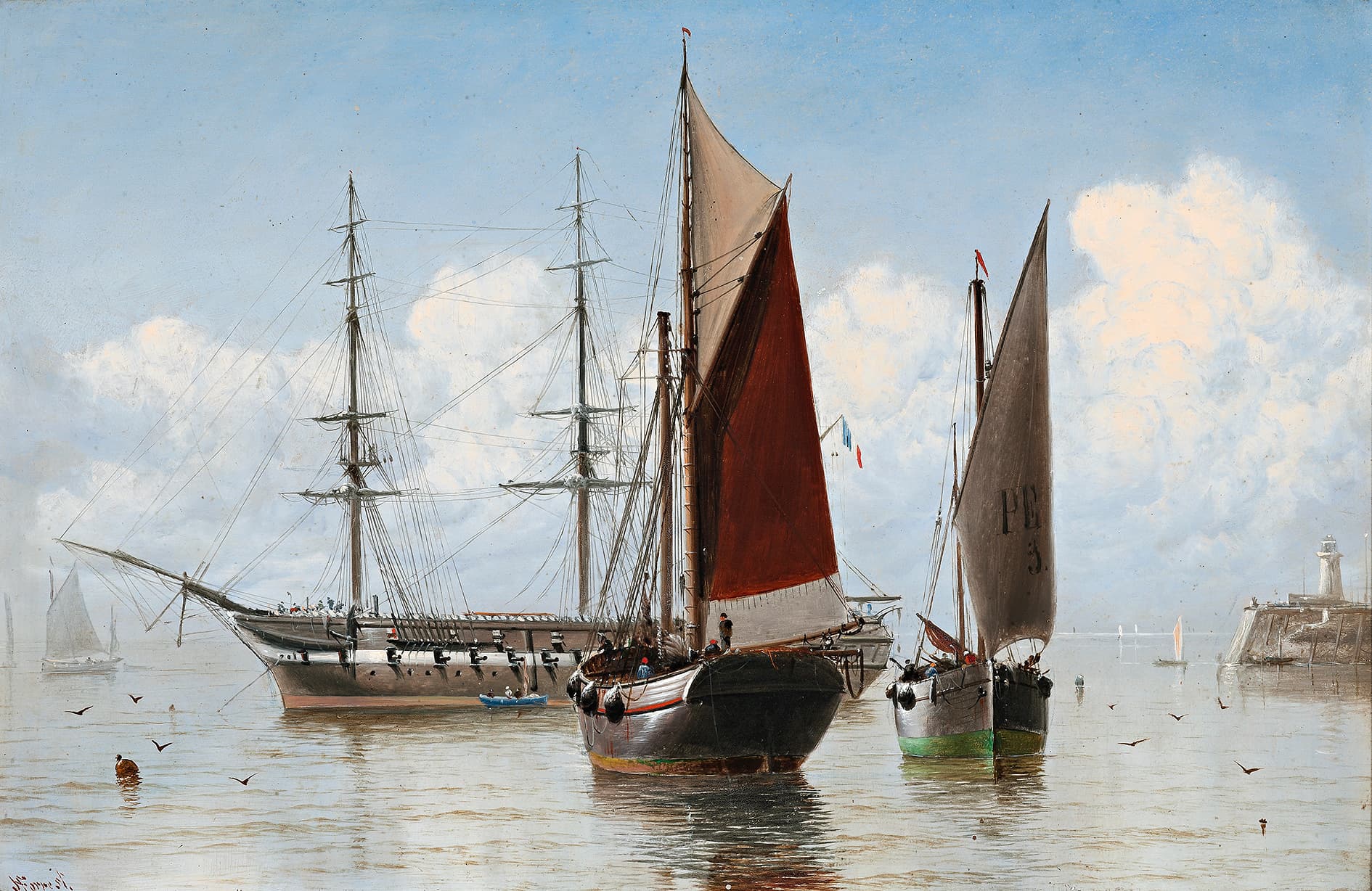 HARBOUR SCENE WITH FISHING CRAFT WITH FISHING CRAFT