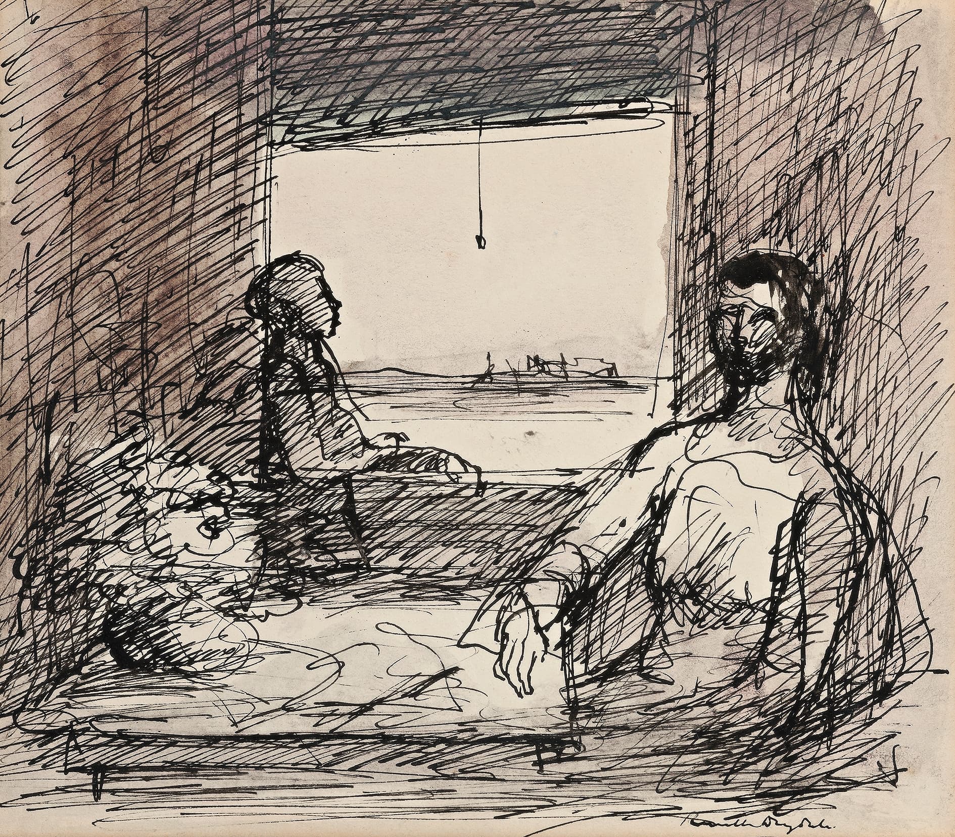 INTERIOR WITH FIGURE STUDY