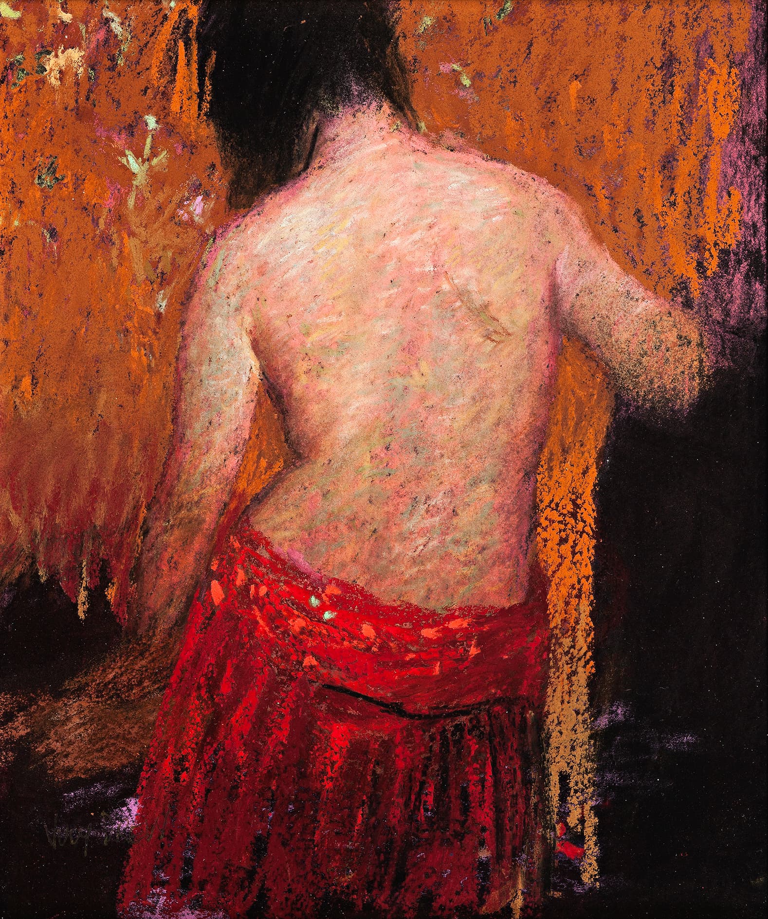 NUDE WITH RED WRAP