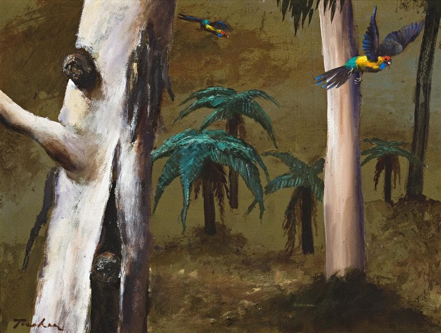 PARROTS IN FLIGHT