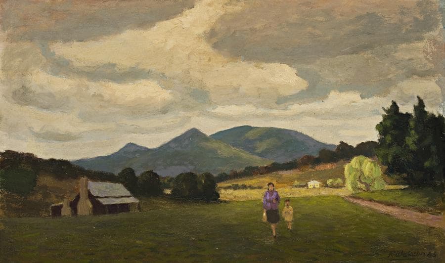 MOTHER AND CHILD IN LANDSCAPE