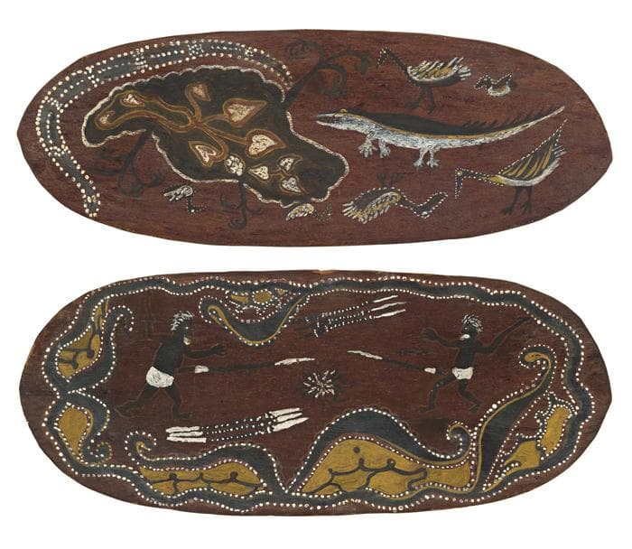 A PAIR OF BARK PAINTINGS