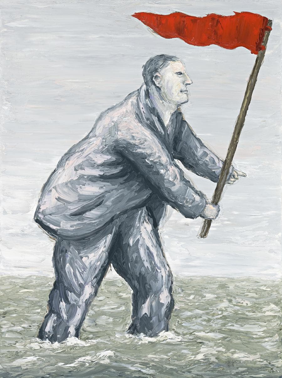 PAINTING (FIGURE WITH RED FLAG)