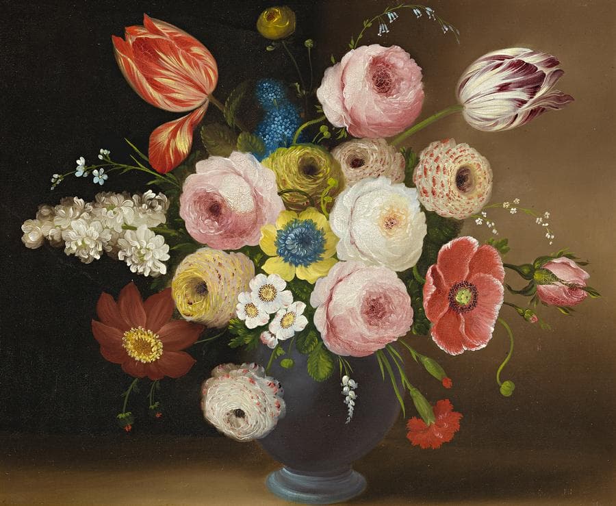 FLOWERS IN A BLUE JUG
