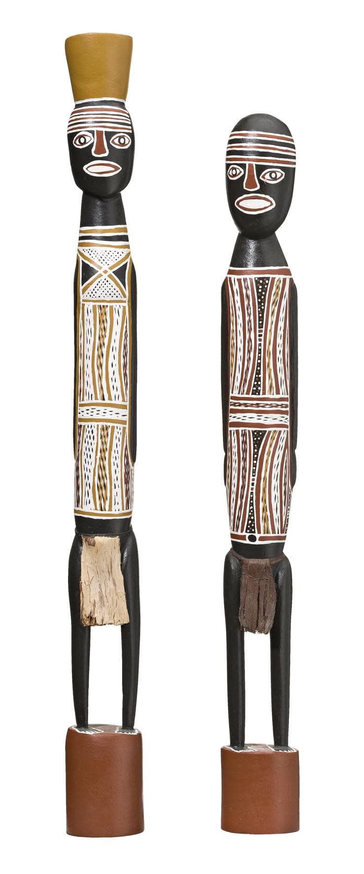 (i) FEMALE FIGURE NATURAL EARTH PIGMENTS ON CARVED AND SHAPED SOFT WOOD (ii) MALE FIGURE NATURAL EARTH PIGMENTS ON CARVED AND SHAPED SOFTWOOD