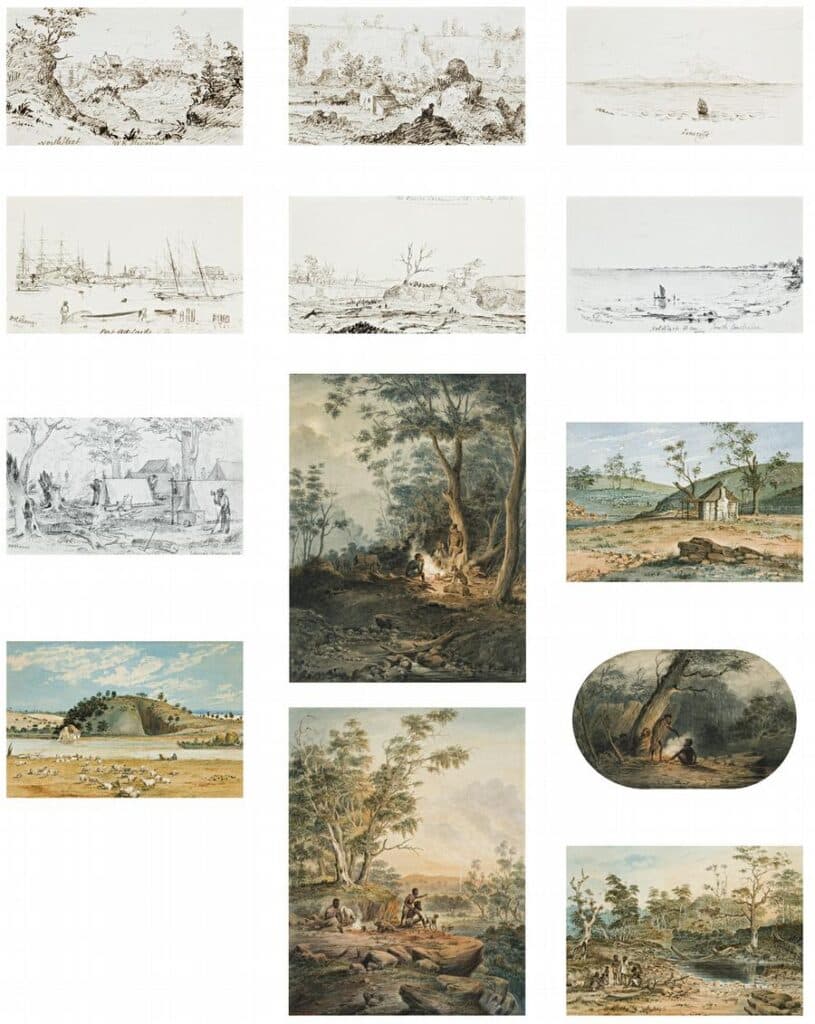 A COLLECTION OF THIRTEEN MID-NINETEENTH CENTURY WATERCOLOURS AND DRAWINGS IN PEN, SEPIA INK AND PENCIL