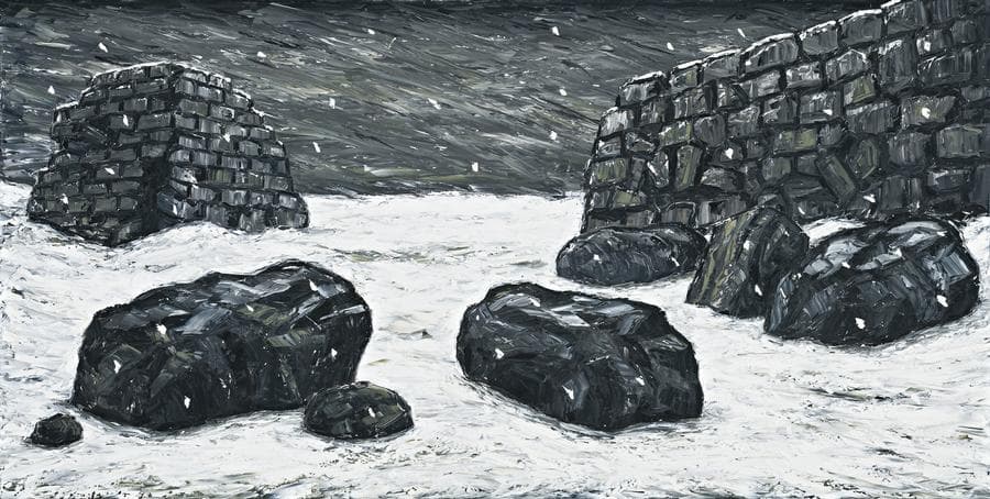 PAINTING (SNOWSCAPE WITH STONE WALLS)