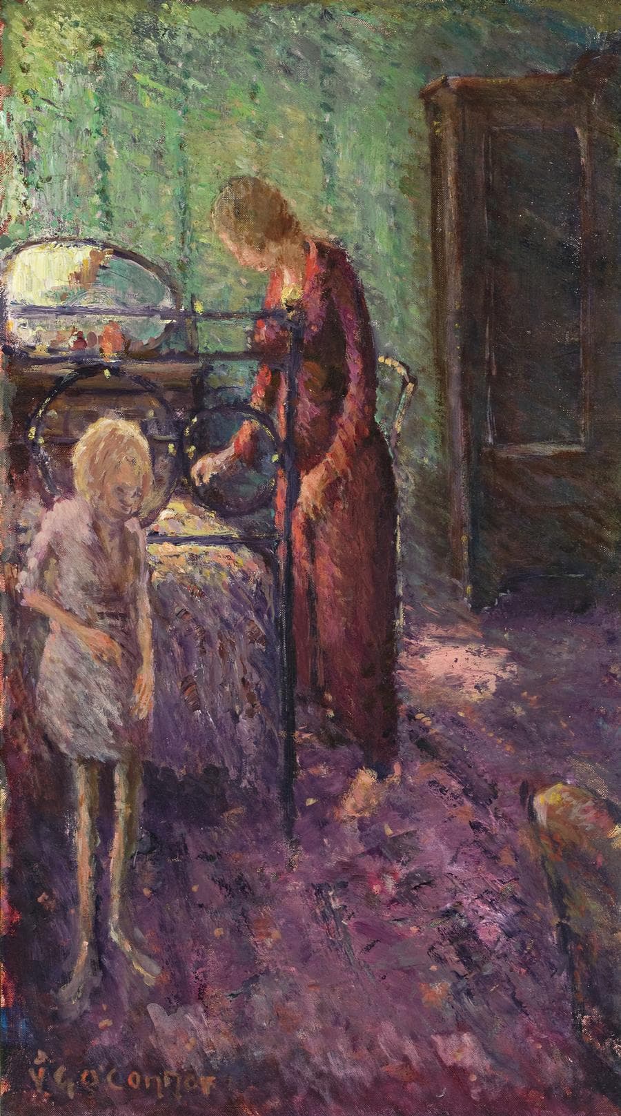 INTERIOR WITH MOTHER AND CHILD