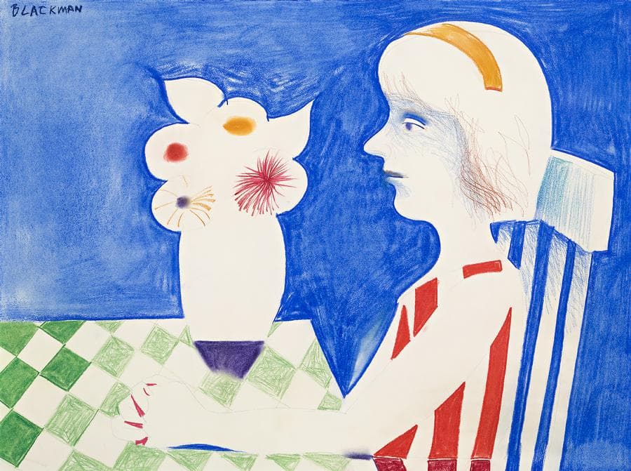 ALICE AT A TABLE WITH FLOWERS
