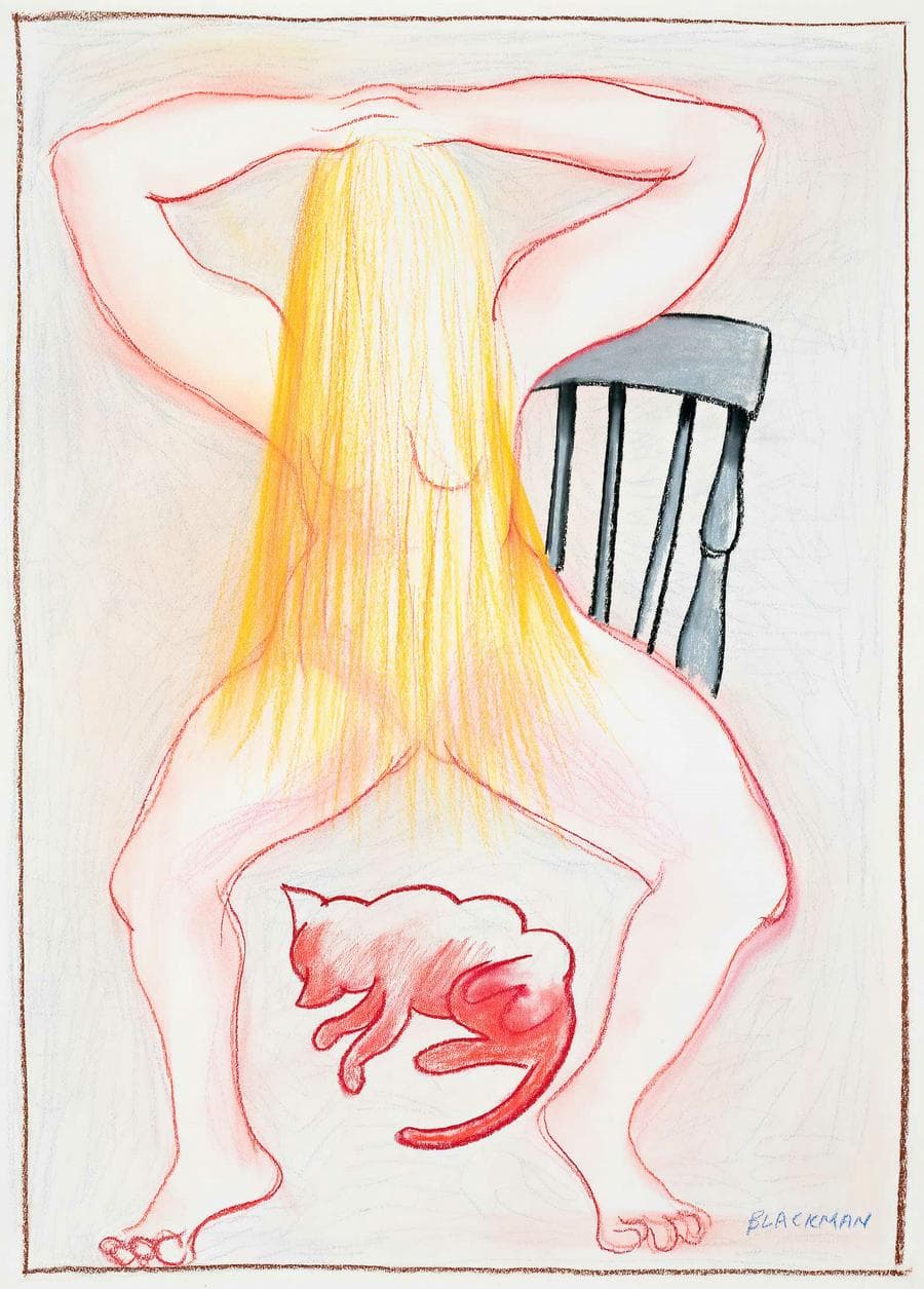 SEATED NUDE WITH PINK PUSSYCAT