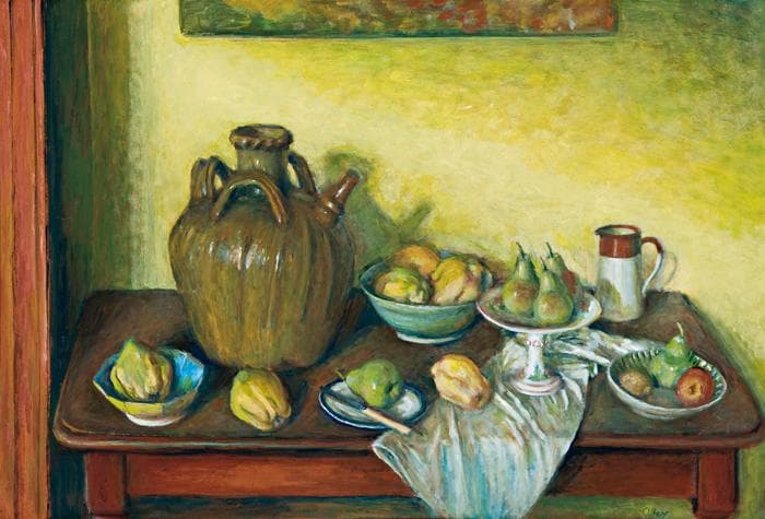 FRENCH OIL JAR WITH FRUITS