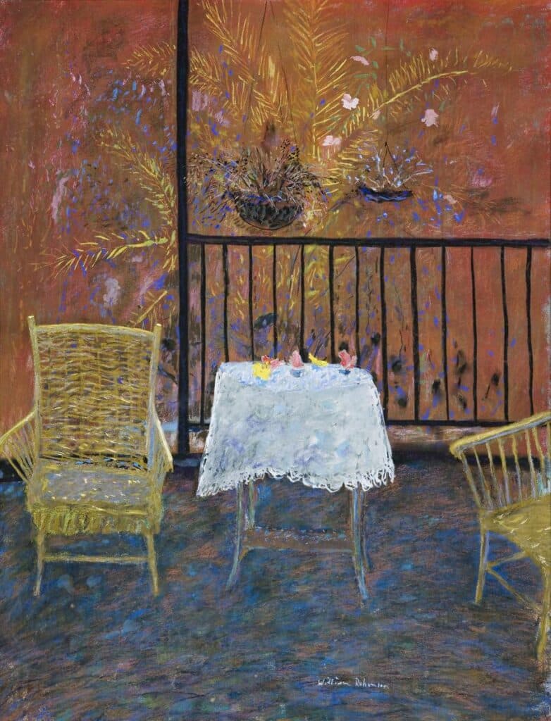 VERANDAH WITH A LACE TABLECLOTH