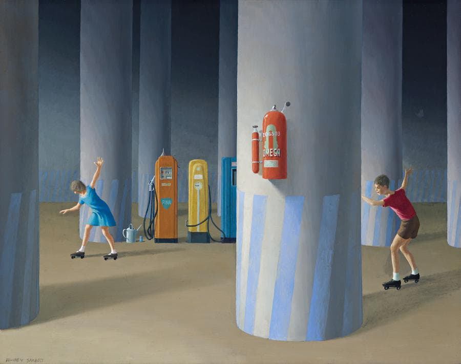 CHILDREN SKATING IN A GARAGE