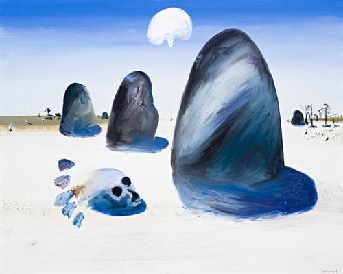 ROCKS AND SKULL WITH FLOWERS