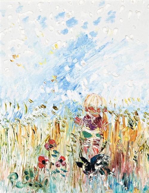 BOY WITH RABBIT IN THE WHEAT FIELD