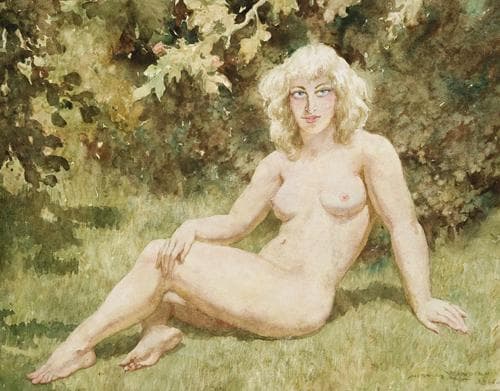 SEATED NUDE IN A GARDEN