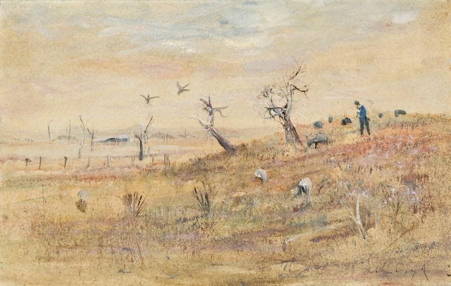 FIGURE AND SHEEP, WIMMERA