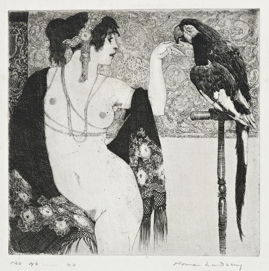 LADY AND PARROT