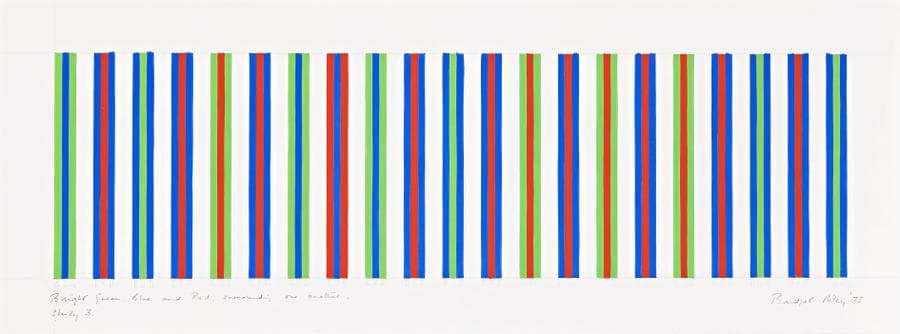 BRIGHT GREEN, BLUE AND RED, SURROUNDING ONE ANOTHER, STUDY 3