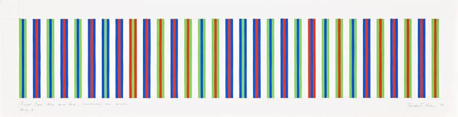 BRIGHT GREEN, BLUE AND RED, SURROUNDING ONE ANOTHER, STUDY 4