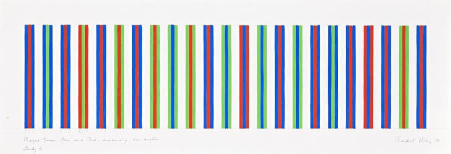 BRIGHT GREEN, BLUE AND RED, SURROUNDING ONE ANOTHER, STUDY 6