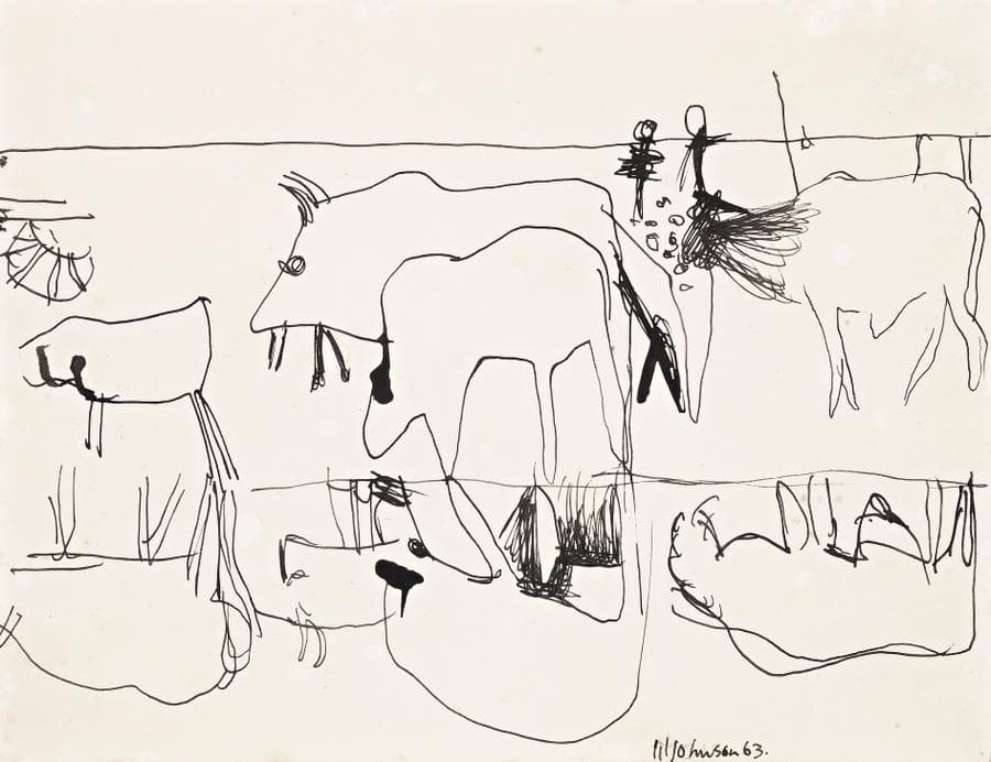 CATTLE REFLECTED IN A POND