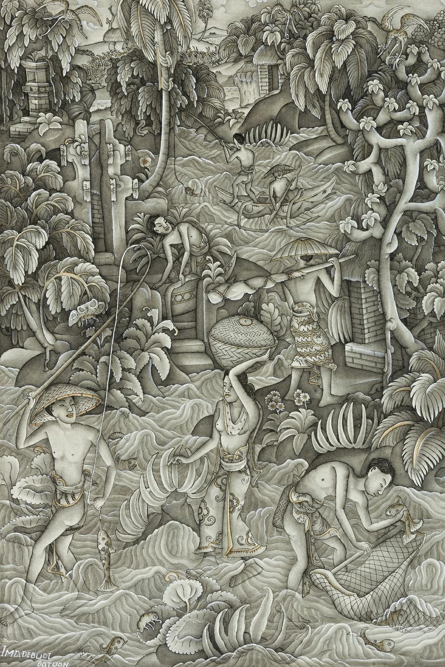 VILLAGE FISHING SCENE