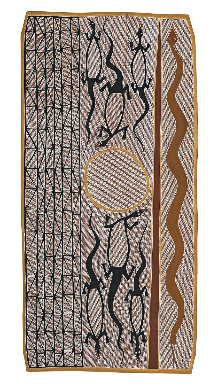GULAIDJI (WATERLILY), WATERHOLE, GOANNAS AND FILE SNAKE