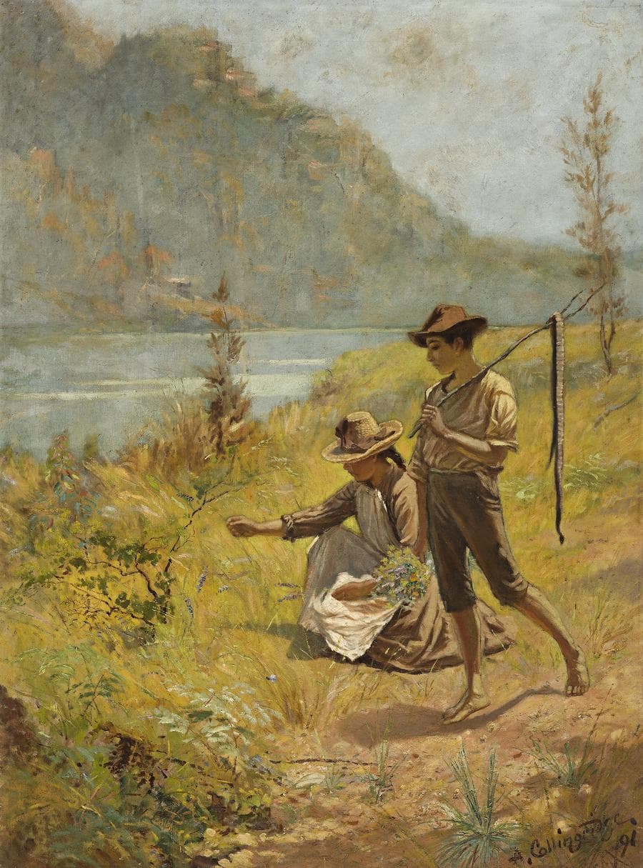 CHILDREN BY A RIVER