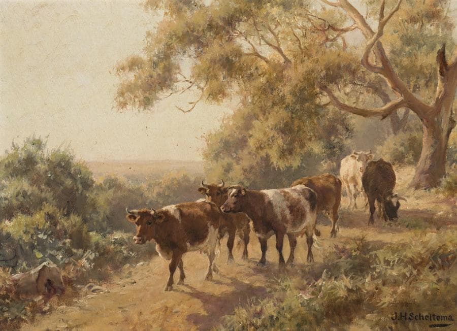 SIX ROAN COWS ON A BUSH TRACK