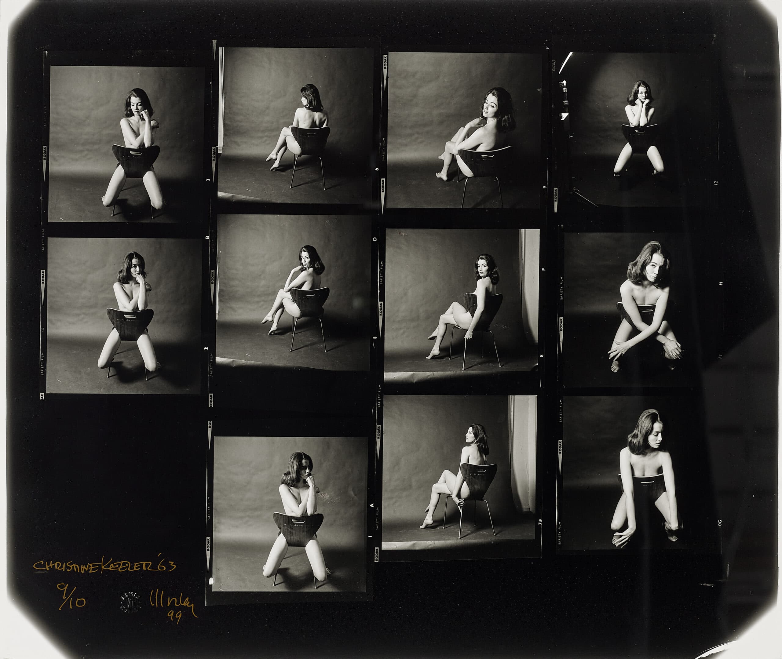 Enlarged Christine Keeler proof sheet