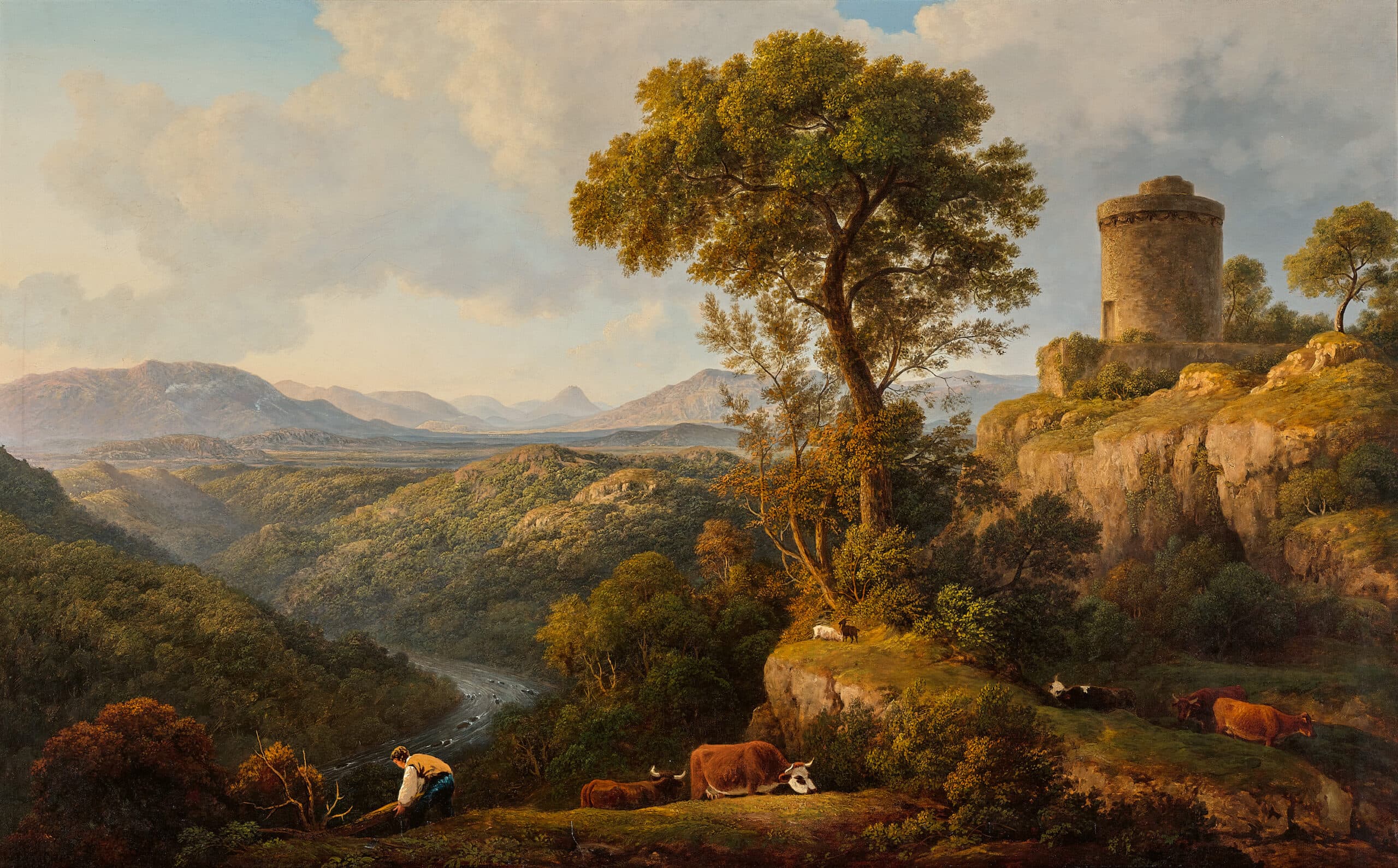 Classical landscape with tower