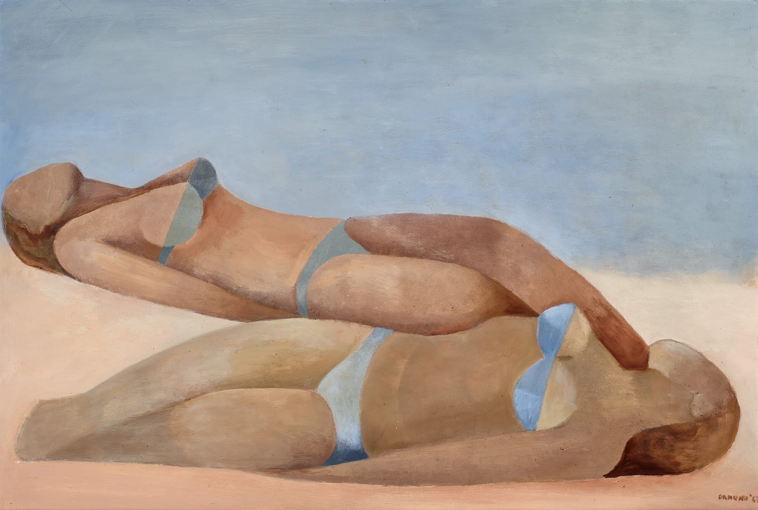 Two figures on the beach