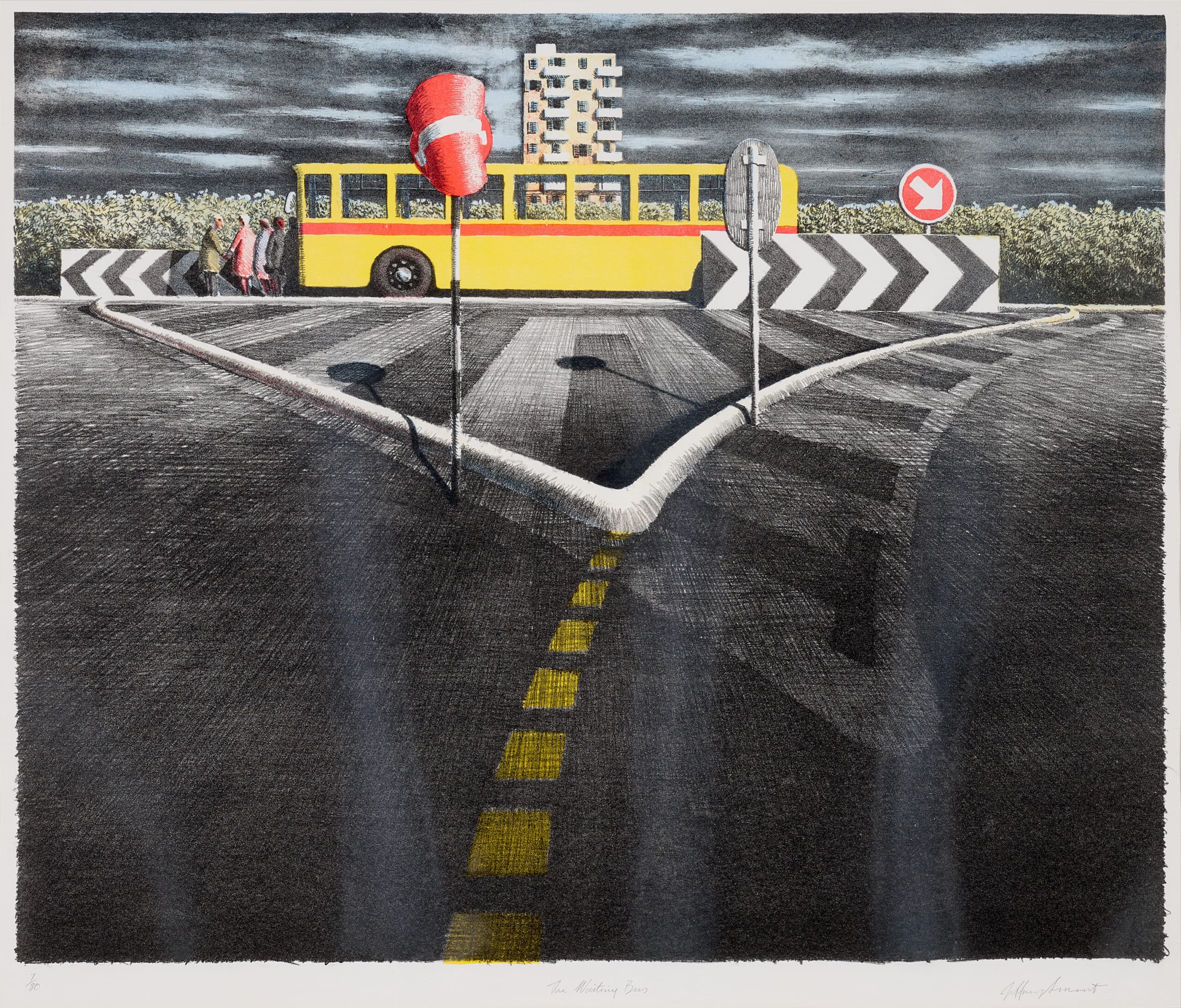 The waiting bus