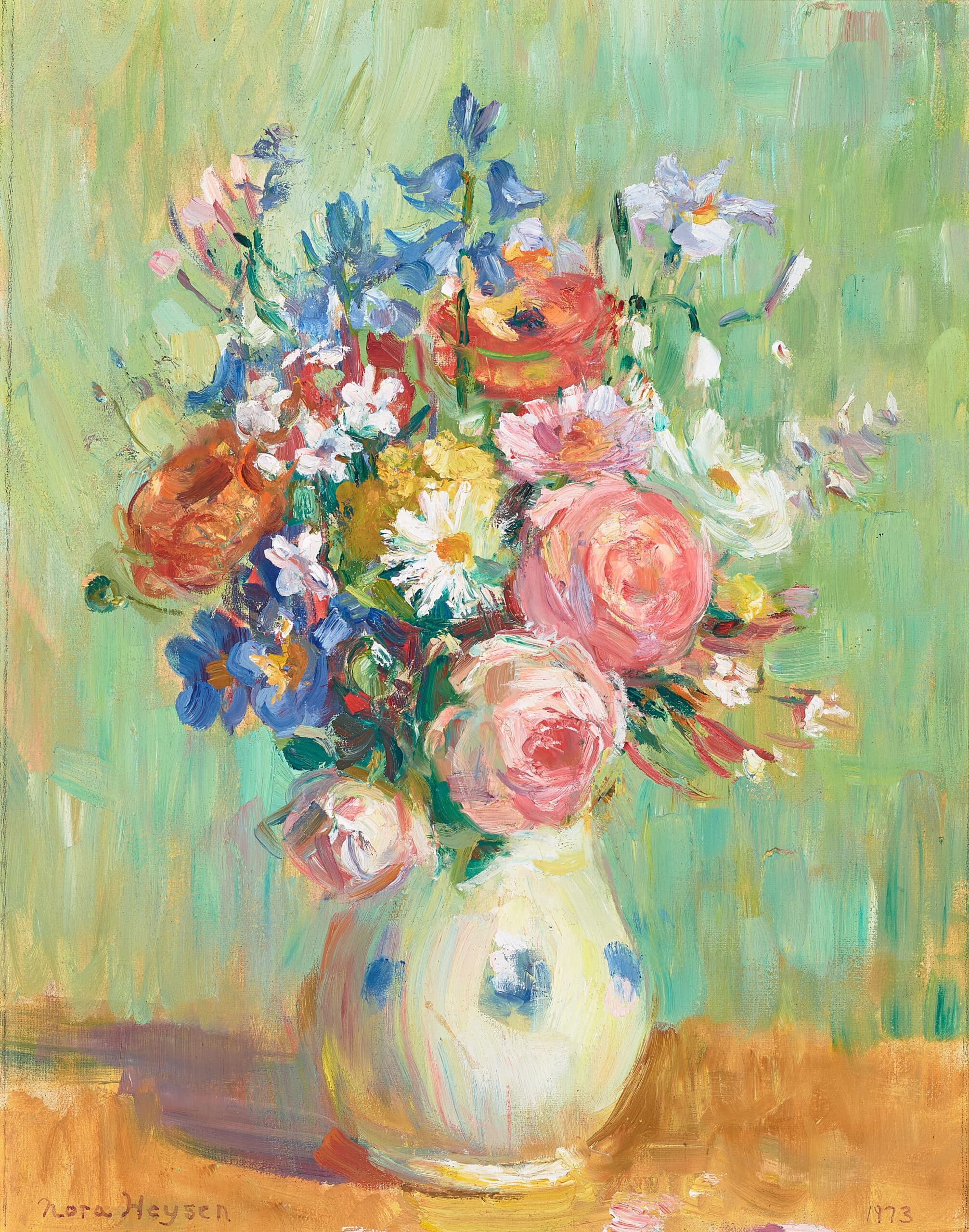 MIXED FLOWERS IN A JUG (VERSO: STILL LIFE WITH PINEAPPLE)