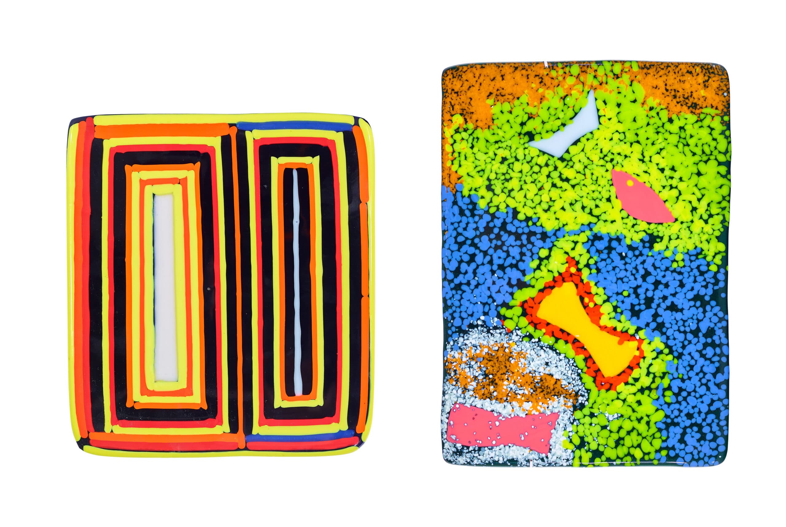 TWO FUSED GLASS PLATES