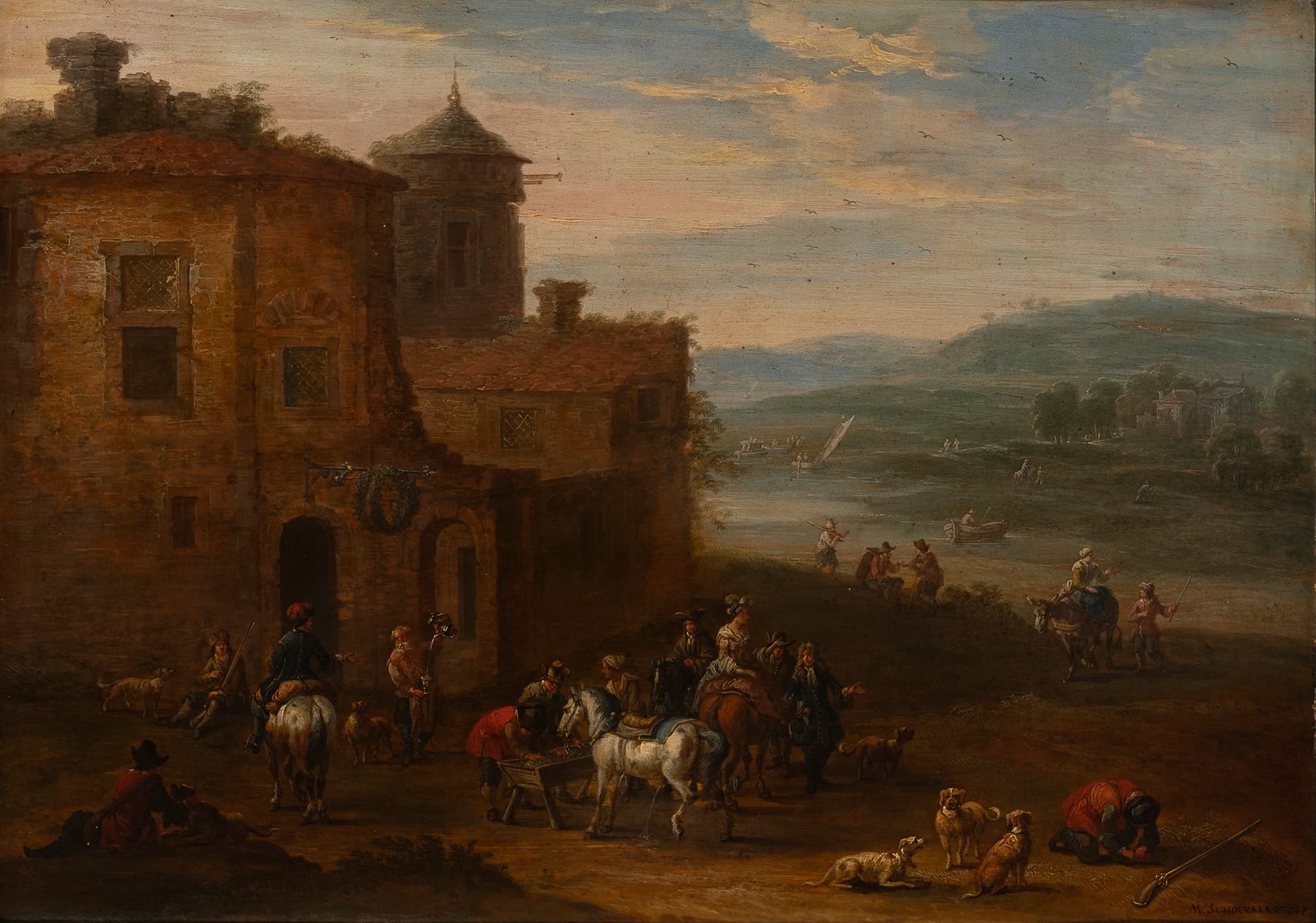TAVERN BY THE RIVER WITH STAFFAGE