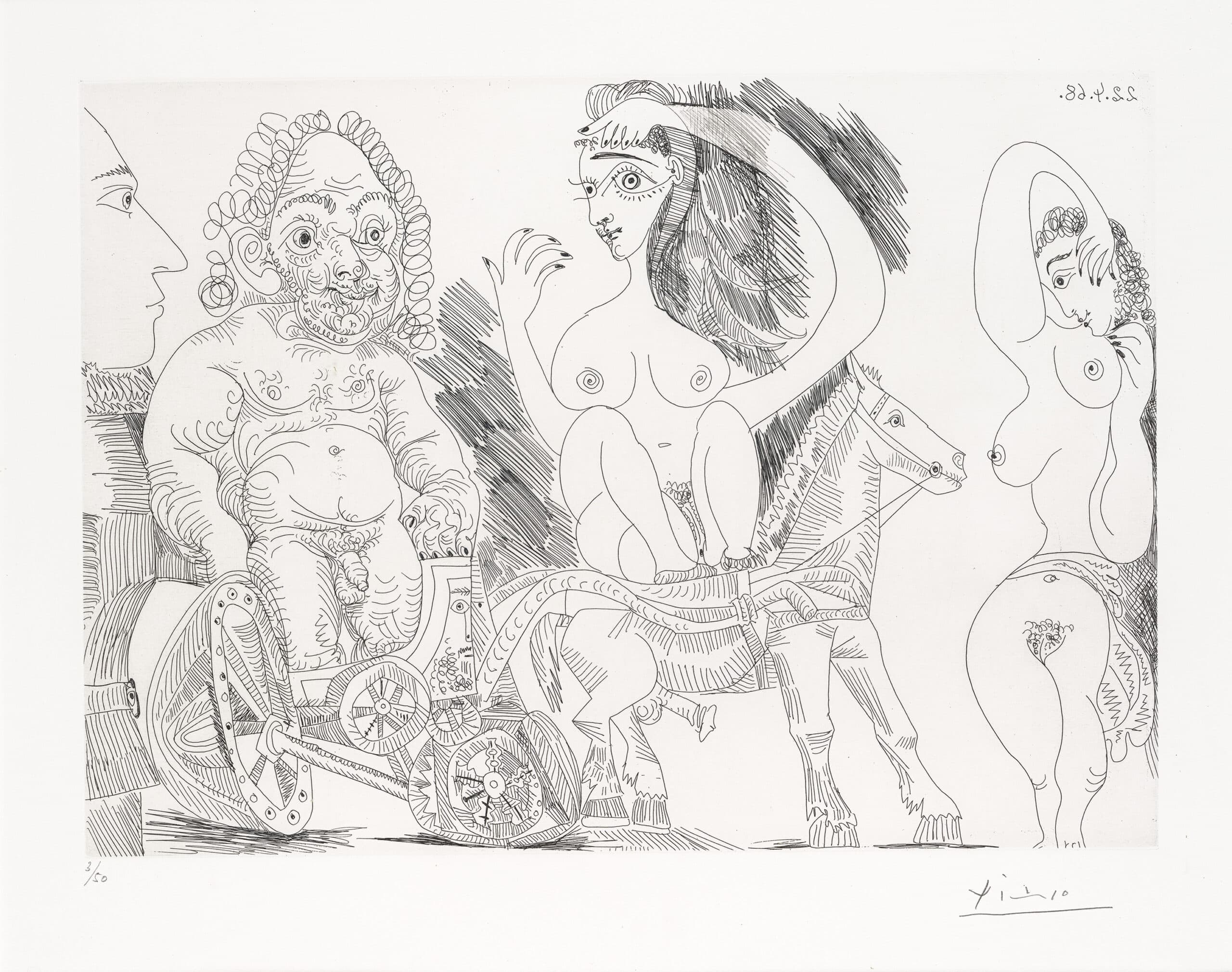 CHAR ROMAIN AVEC VIEIL ATHLÈTE ECUYÈRE, ODALISQUE ET SPECTATEUR