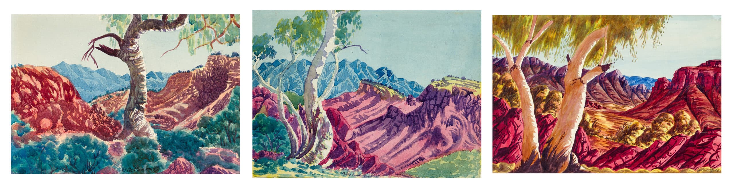 Three watercolours