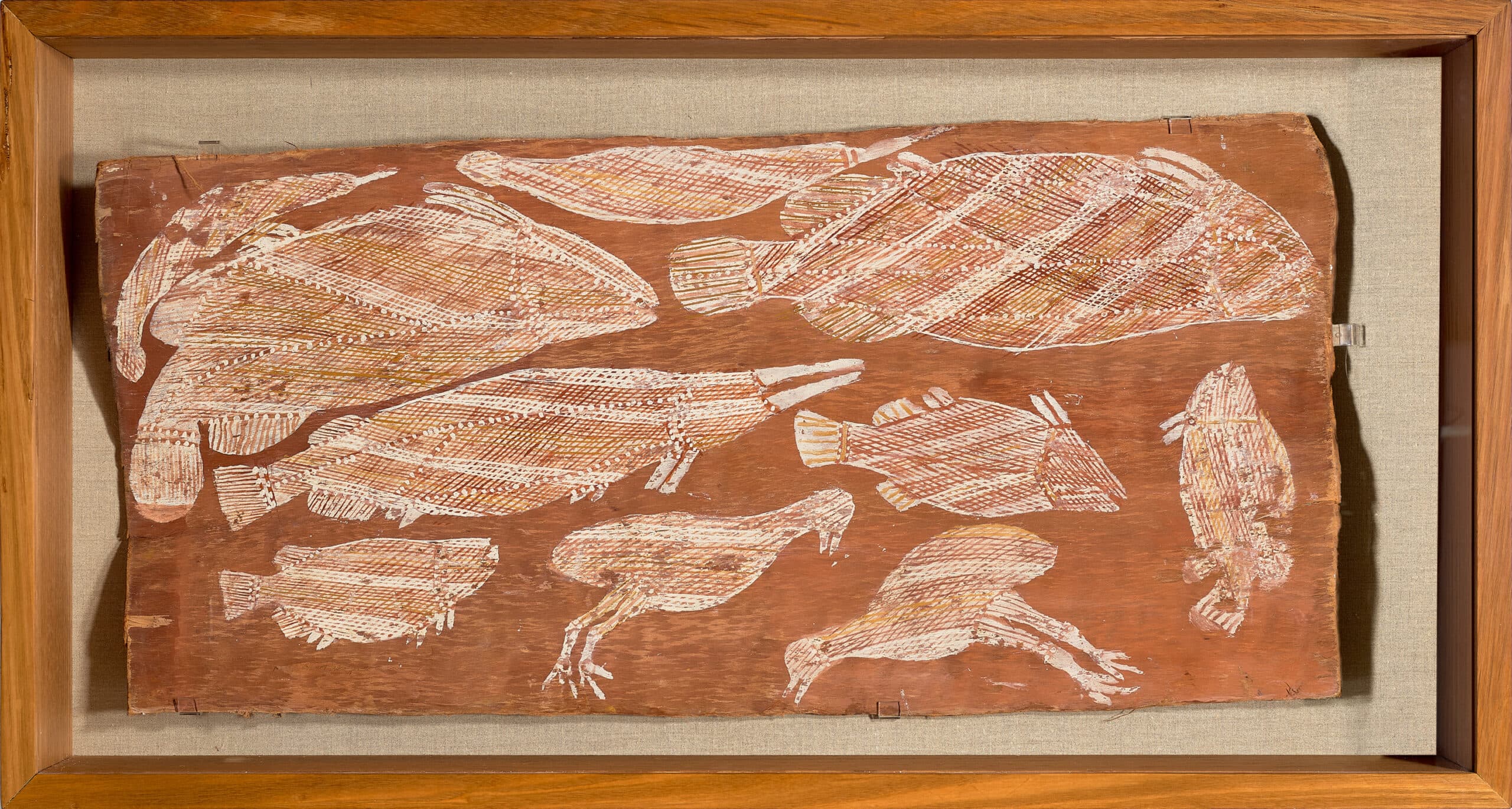 NGALKIT (SARATOGA-SCLEROPAGES JARDINI), BOKORN (SPANGLED GRUNTER), KARLERRH (FRESHWATER LONGTOM), KAWUK (A NIGHT BIRD) AND BURLUKIRRI (A FRESHWATER EEL)