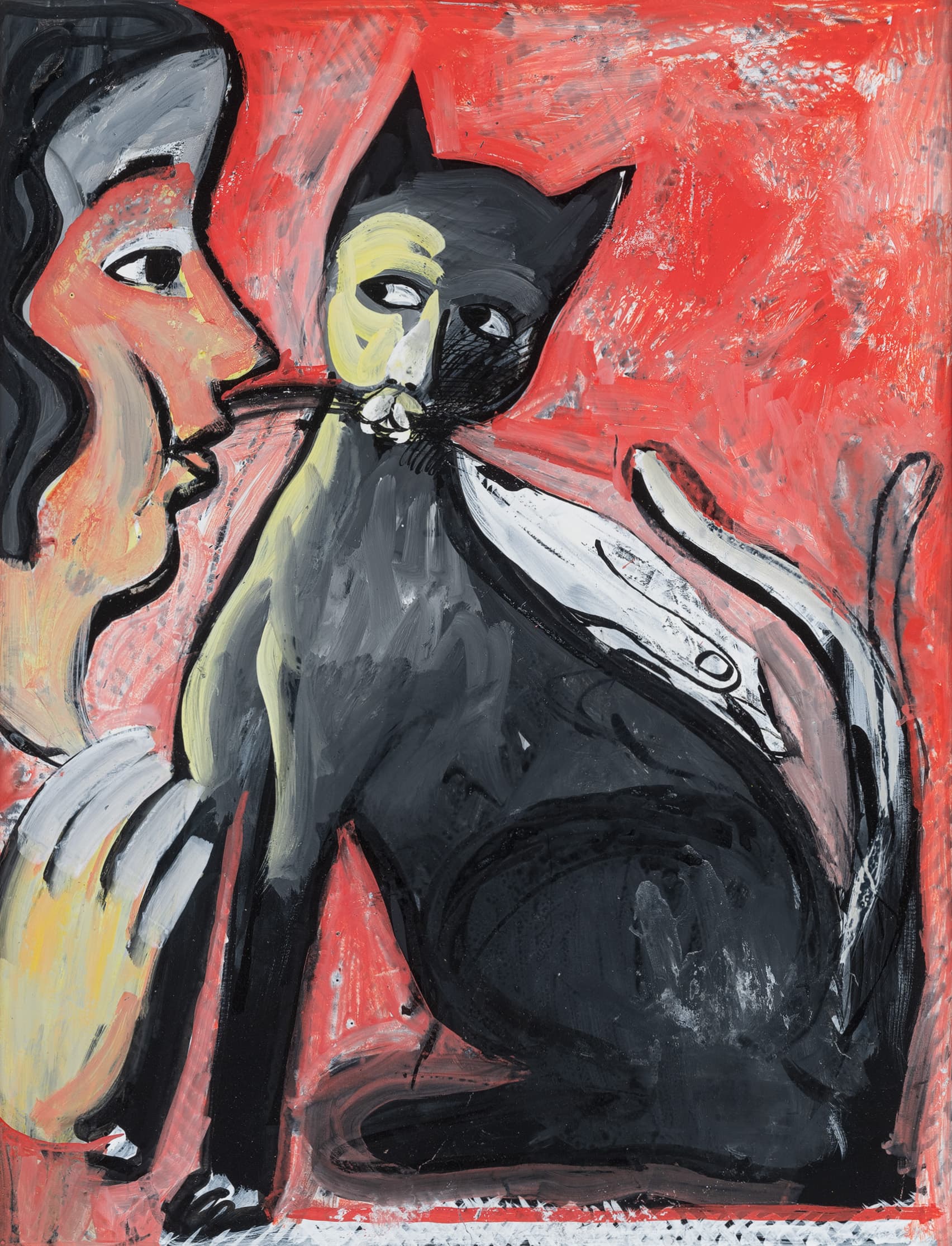 Girl with black cat
