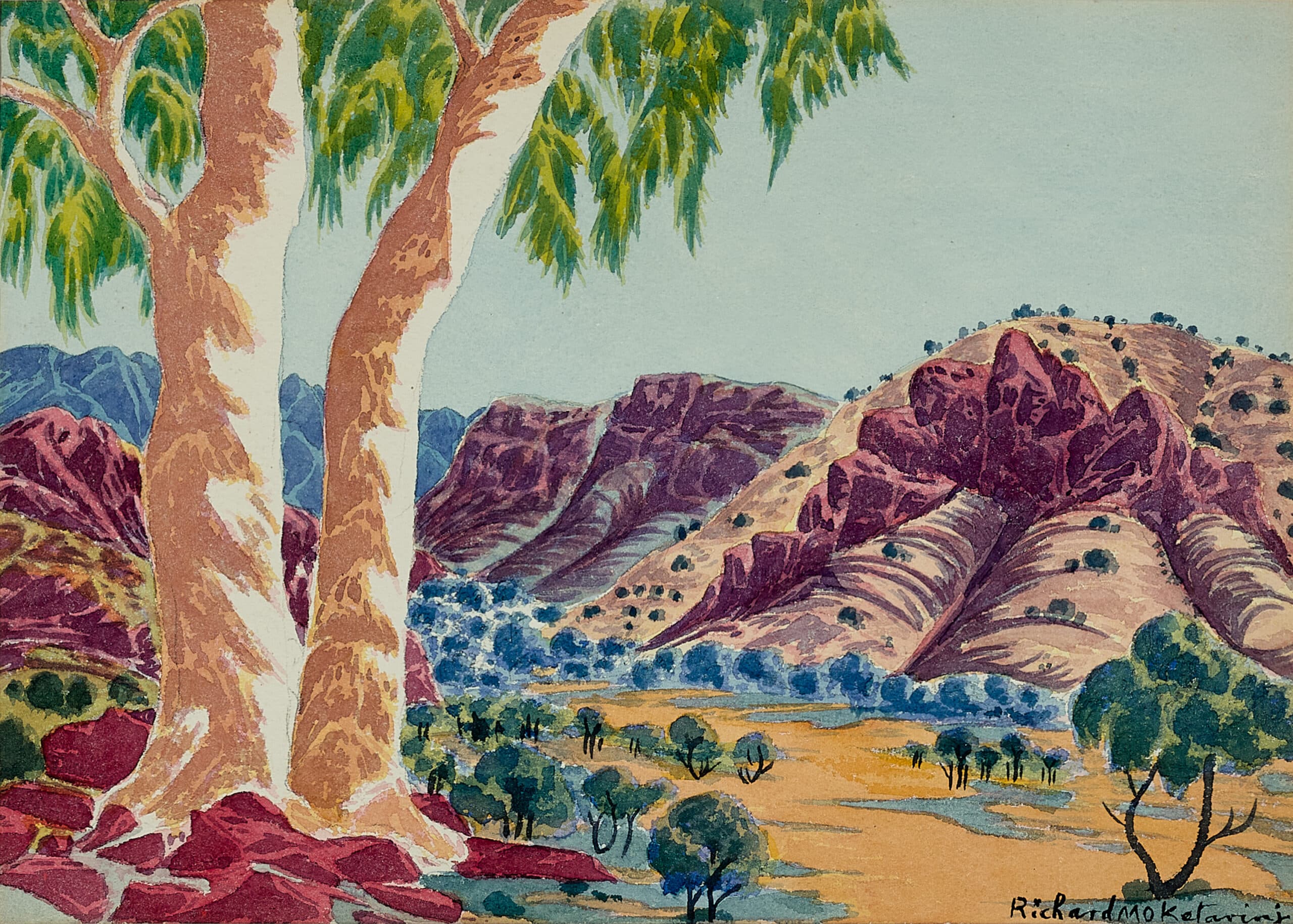 LANDSCAPE WITH TWO GHOST GUMS
