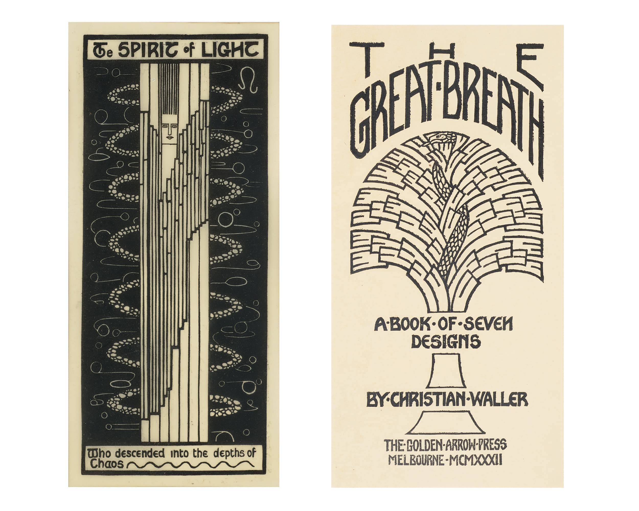 TWO LINOCUT PRINTS