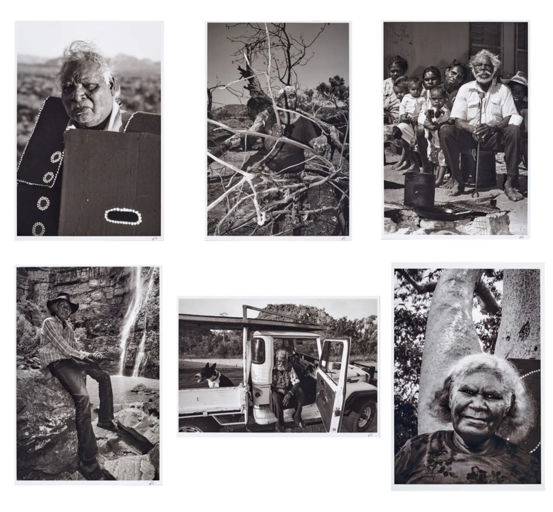 FREDDIE TIMMS – NED KELLY, 2005 PEGGY PATRICK – MISTAKE CREEK MASSACRE SITE, 2005 RAMMEY RAMSEY WITH BRANDING IRON AND FAMILY, 2005 RUSTY PETERS – BLACK ROCK POOL, 2005 PADDY BEDFORD AND BLAYDE, 2005 PHYLLIS THOMAS