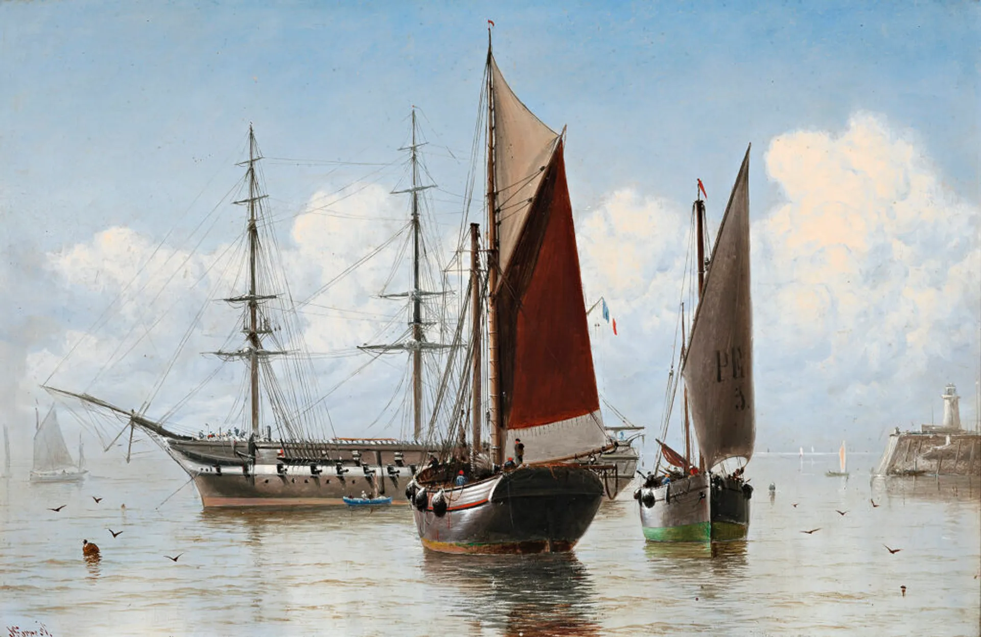 HARBOUR SCENE WITH FISHING CRAFT WITH FISHING CRAFT