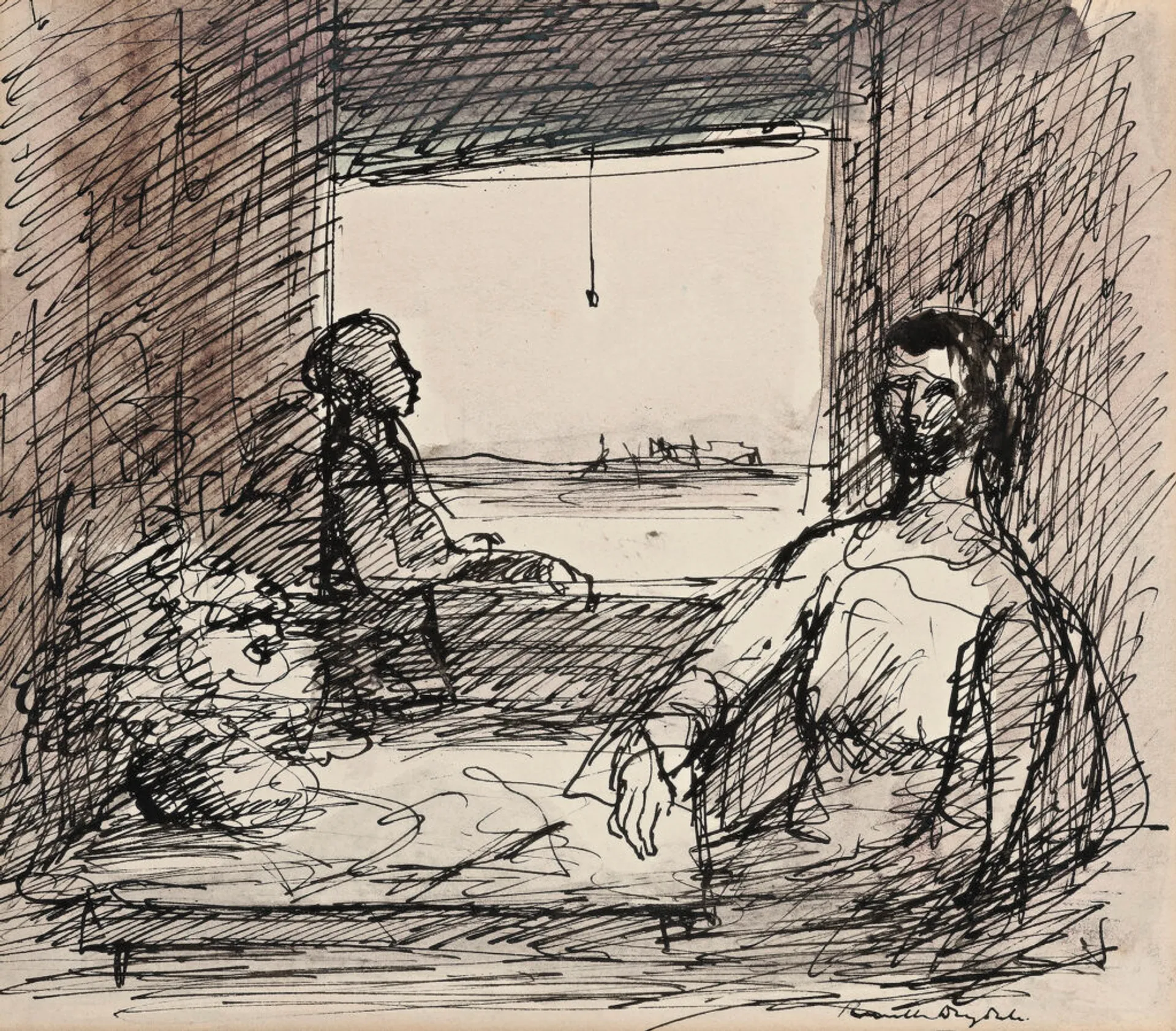 INTERIOR WITH FIGURE STUDY