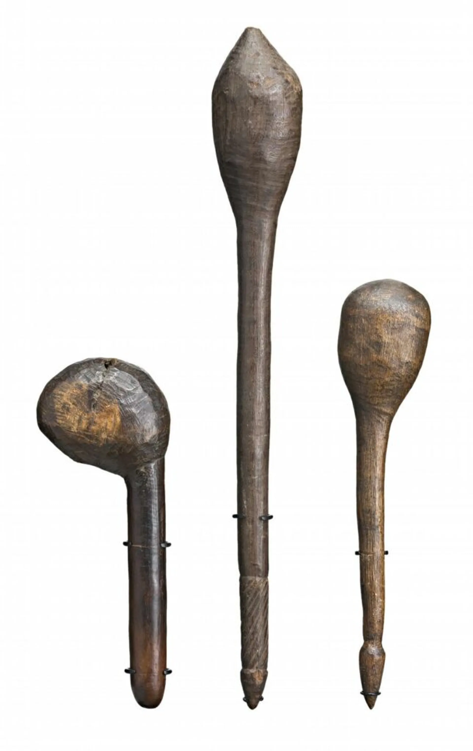 THREE BULBOUS HEADED CLUBS