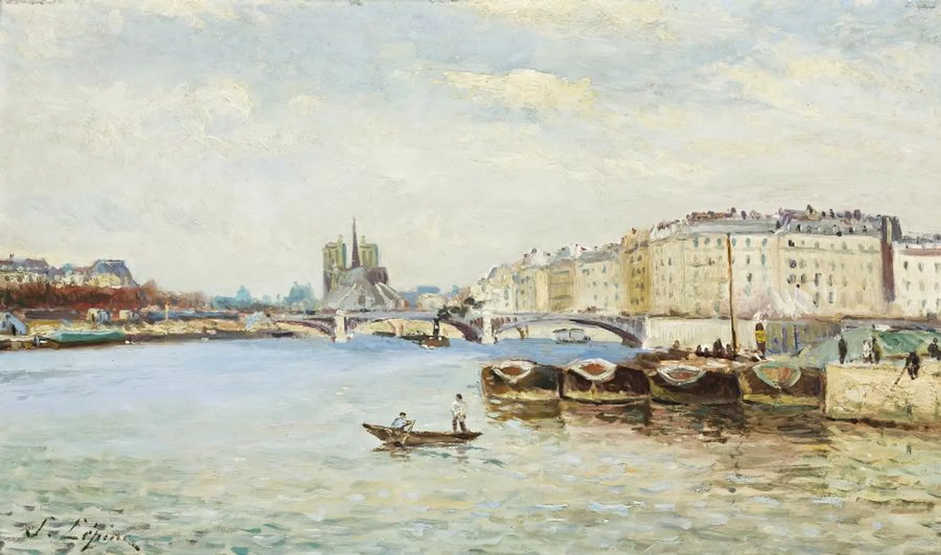 VIEW OF THE SEINE TOWARD PONT SULLY AND NOTRE DAME