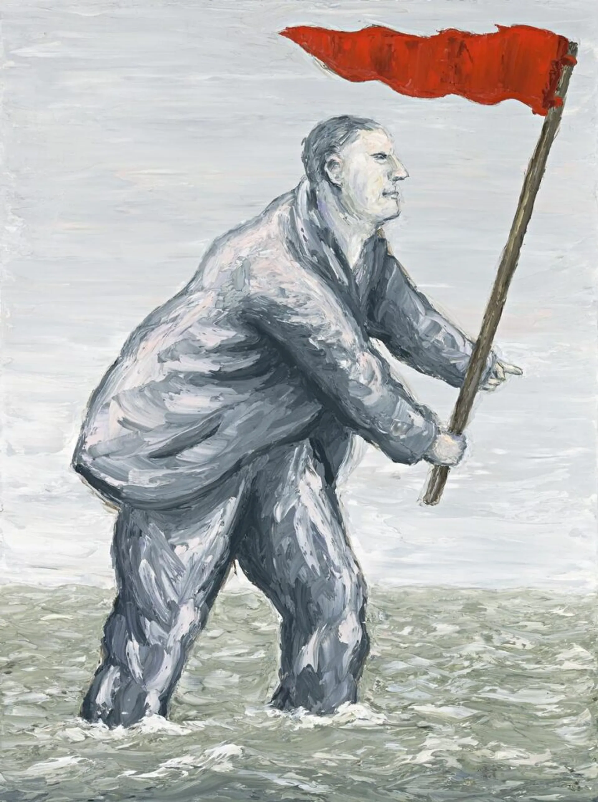 PAINTING (FIGURE WITH RED FLAG)